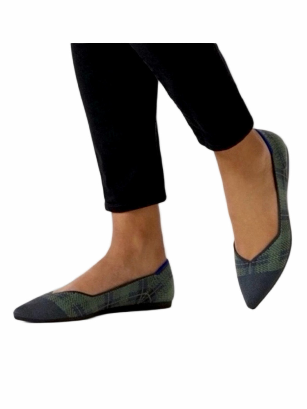 ROTHYS The Point Racer Green Check Plaid Tartan Slip Ons Retired Size 10 EUC